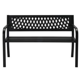 47in PVC Mesh Backrest Iron Bench Black