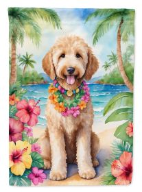 Goldendoodle Luau Garden Flag Mailbox Flag Decorative Yard Flag Banner Outside Patio Artwork Yard Flower Beds, Garden Size, Multicolor
