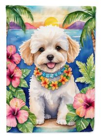 Maltipoo Luau Garden Flag Mailbox Flag Decorative Yard Flag Banner Outside Patio Artwork Yard Flower Beds, Garden Size, Multicolor