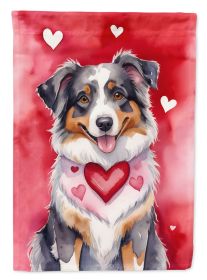 Australian Shepherd My Valentine Garden Flag Mailbox Flag Decorative Yard Flag Banner Outside Patio Artwork Yard Flower Beds, Garden Size, Multic