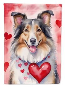 Collie My Valentine Garden Flag Mailbox Flag Decorative Yard Flag Banner Outside Patio Artwork Yard Flower Beds, Garden Size, Multicolor