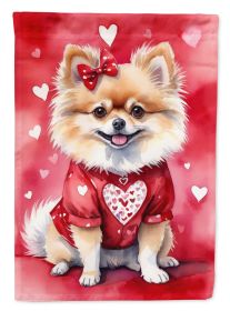 Pomeranian My Valentine Garden Flag Mailbox Flag Decorative Yard Flag Banner Outside Patio Artwork Yard Flower Beds, Garden Size, Multicolor