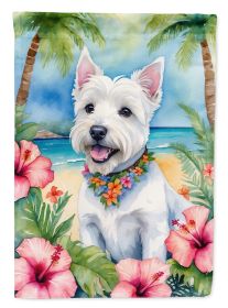 Westie Luau Garden Flag Mailbox Flag Decorative Yard Flag Banner Outside Patio Artwork Yard Flower Beds, Garden Size, Multicolor