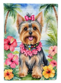 Yorkshire Terrier Luau Garden Flag Mailbox Flag Decorative Yard Flag Banner Outside Patio Artwork Yard Flower Beds, Garden Size, Multicolor