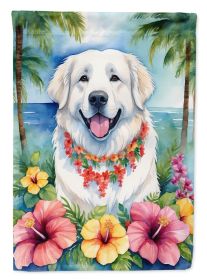 Great Pyrenees Luau Garden Flag Mailbox Flag Decorative Yard Flag Banner Outside Patio Artwork Yard Flower Beds, Garden Size, Multicolor