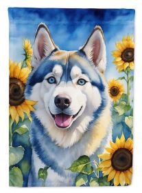 Siberian Husky in Sunflowers Garden Flag Mailbox Flag Decorative Yard Flag Banner Outside Patio Artwork Yard Flower Beds, Garden Size, Multicolor