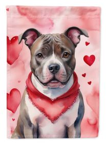 Staffordshire Bull Terrier My Valentine Garden Flag Mailbox Flag Decorative Yard Flag Banner Outside Patio Artwork Yard Flower Beds, Garden Size
