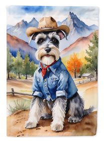 Schnauzer Cowboy Welcome House Flag Large Porch Sleeve Pole Decorative Outside Yard Banner Artwork Wall Hanging, Polyester, House Size, Multicolo
