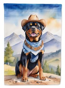 Rottweiler Cowboy Welcome House Flag Large Porch Sleeve Pole Decorative Outside Yard Banner Artwork Wall Hanging, Polyester, House Size, Multicol