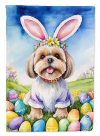 Lhasa Apso Easter Egg Hunt House Flag Large Porch Sleeve Pole Decorative Outside Yard Banner Artwork Wall Hanging, Polyester, House Size, Multico