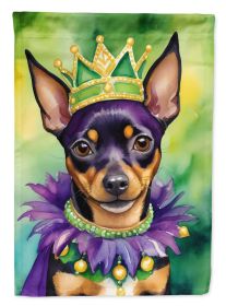 Miniature Pinscher King of Mardi Gras Garden Flag Mailbox Flag Decorative Yard Flag Banner Outside Patio Artwork Yard Flower Beds, Garden Size