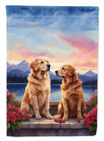 Golden Retriever Two Hearts Garden Flag Mailbox Flag Decorative Yard Flag Banner Outside Patio Artwork Yard Flower Beds, Garden Size, Multicolor