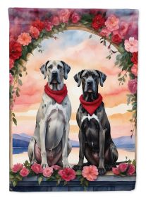 Great Dane Two Hearts Garden Flag Mailbox Flag Decorative Yard Flag Banner Outside Patio Artwork Yard Flower Beds, Garden Size, Multicolor
