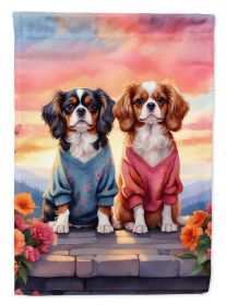 Cavalier Spaniel Two Hearts Garden Flag Mailbox Flag Decorative Yard Flag Banner Outside Patio Artwork Yard Flower Beds, Garden Size, Multicolor