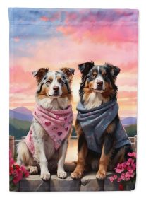 Australian Shepherd Two Hearts Garden Flag Mailbox Flag Decorative Yard Flag Banner Outside Patio Artwork Yard Flower Beds, Garden Size, Multicol