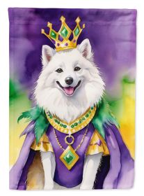 American Eskimo King of Mardi Gras Garden Flag Mailbox Flag Decorative Yard Flag Banner Outside Patio Artwork Yard Flower Beds, Garden Size