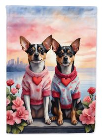 Rat Terrier Two Hearts Garden Flag Mailbox Flag Decorative Yard Flag Banner Outside Patio Artwork Yard Flower Beds, Garden Size, Multicolor