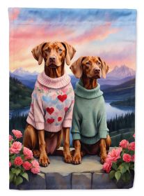 Vizsla Two Hearts Garden Flag Mailbox Flag Decorative Yard Flag Banner Outside Patio Artwork Yard Flower Beds, Garden Size, Multicolor
