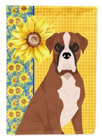 Summer Sunflowers Natural Eared Red Fawn Boxer Garden Flag Mailbox Flag Decorative Yard Flag Banner Outside Patio Artwork Yard Flower Beds
