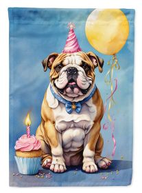 English Bulldog Happy Birthday Garden Flag Mailbox Flag Decorative Yard Flag Banner Outside Patio Artwork Yard Flower Beds, Garden Size, Multicol