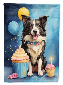 Border Collie Happy Birthday Garden Flag Mailbox Flag Decorative Yard Flag Banner Outside Patio Artwork Yard Flower Beds, Garden Size, Multicolor