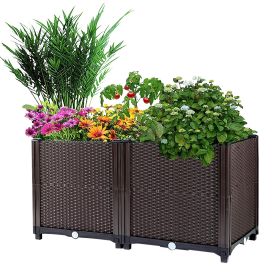 Raised Garden Bed Plant Growth Box with Self-watering System for Garden Patio Balcony Elevated Planter Box for Flowers Vegetables Herbs (Option: 60_30_20cm)