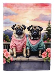 Pug Two Hearts Garden Flag Mailbox Flag Decorative Yard Flag Banner Outside Patio Artwork Yard Flower Beds, Garden Size, Multicolor (Default: Default)